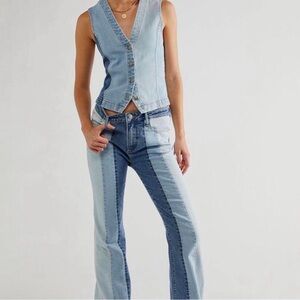 Free people Driftwood Two-Tone Denim Women Jeans SET